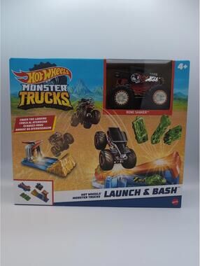 Hot Wheels Monster Trucks Launch & Bash Play Set Bone Shaker Truck Mattel NIB